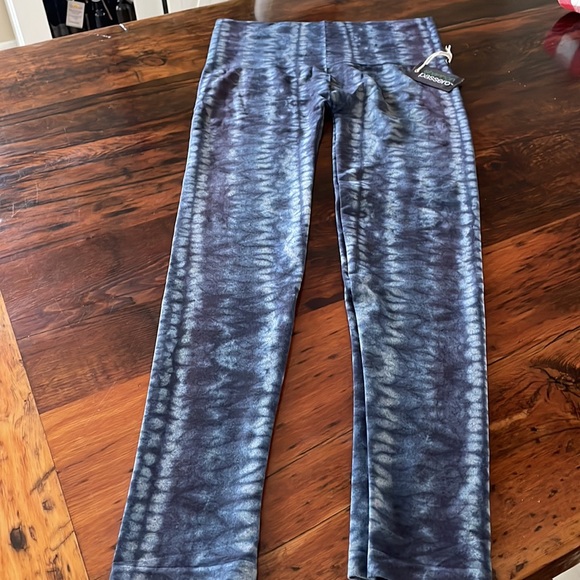 Tie Dye Printed Legging Blue and Grey O/S High Waisted - Picture 3 of 7